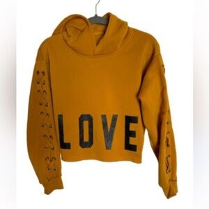 Roma Concept Orange Love Cropped Sweatshirt Hoodie